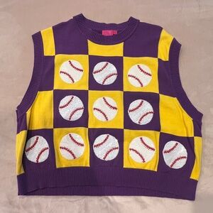 Queen of Sparkles purple and gold baseball sweater